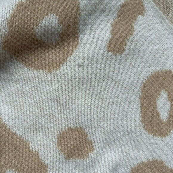 Women's Oversized Cardigan Sweater Size Large Animal Print Duster White Tan - Picture 15 of 16